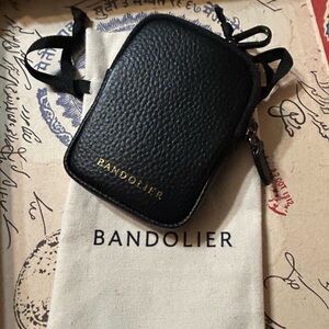 Bandolier Mini Zip Pouch Black Leather Replacement Add-On Pouch No Strap